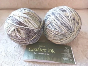 Sirdar Crofter DK Fair Isle Effect Yarn 2 Skeins 50g Soft Yellow Gray White Gree - Picture 1 of 10