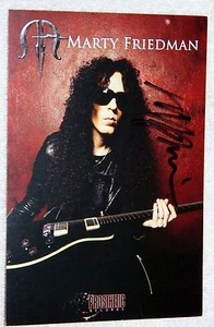 Cartolina promozionale firmata chitarrista Marty Friedman auto Megadeth - Foto 1 di 1