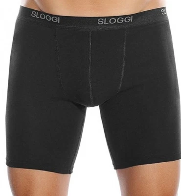Boxer Sloggi Basic Long Uomo modello Ciclista Bianco Nero - Immagine 1 di 2