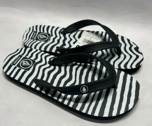 Volcom Kids Youth Size 3 Black/White Thong Flip Flop Sandals New - Picture 1 of 3