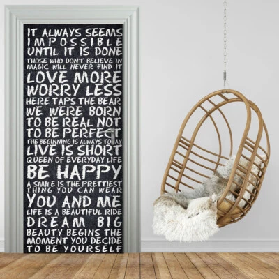 Türtapete selbstklebend TürPoster - WORTE AUF KREIDETAFEL - Bild 1 von 4