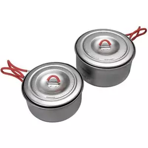 Evernew Titanium Ti UL Pot Set 600ml & 900ml w/Lids & Insulated Handles ECA535 - Picture 1 of 7