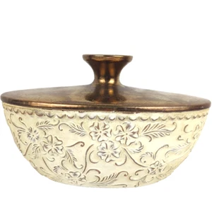 Large Tuscan-Inspired Metal Vase | Embossed Floral Scroll Design | Bronze Accent - Picture 1 of 9