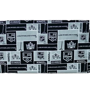 Los Angeles Kings ~ Block Pattern NHL Cotton Fabric 1/4 Yard 9” X 44” New - Picture 1 of 24
