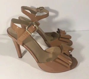 Saks Fifth Avenue Shoes Women’s Tan Size 9.5 High Heels Patent Leather - Picture 1 of 10