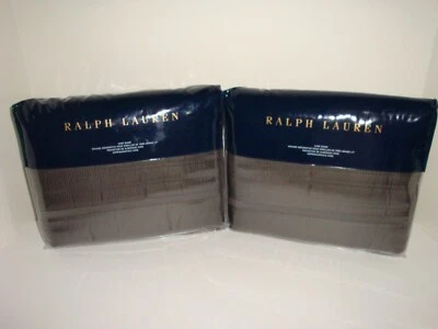 Ralph Lauren Reed King Sham Pair Set Metropolitan Gray Cotton Sateen $290 - Image 1 of 4