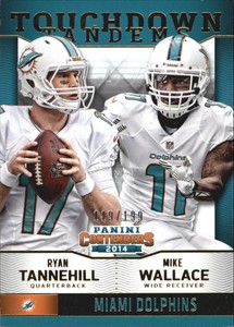 2014 Contenders Touchdown Tandem Gold Card #18 Ryan Tannehill Mike Wallace