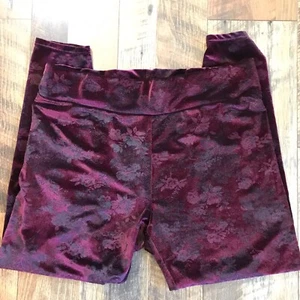 DG2 DIANE GILMAN Granate Floral Terciopelo Leggings Cintura Elástica Pantalones Talla XL (Pt) - Imagen 1 de 5