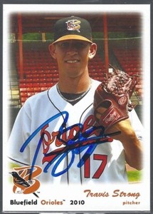 2010 Grandstand Bluefield Orioles Travis Strong IP autograph signed card