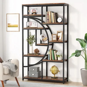 Tribesigns Rustic Wood Bookcase Bookshelf with Metal Frame, 9 Shelf Storage Rack - Picture 1 of 21