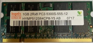 Hynix 1GB PC2-5300S-555-12 DDR3-1066MHz CL7 204pin HYMP512S64CP8-Y-5 - Picture 1 of 2