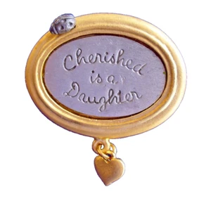 Hallmark PIN Marjolein Bastin Vintage CHERISHED is a DAUGHTER Heart Ladybug - Picture 1 of 2