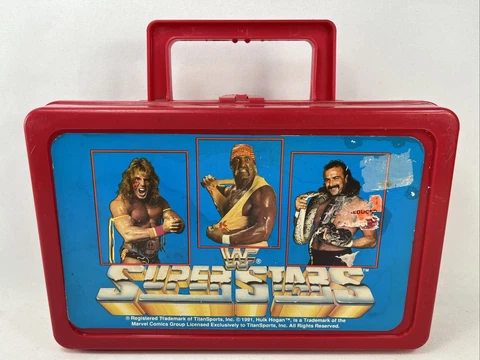 Vintage Collectible WWF Superstars Hulk Hogan Pencil Case Red 1991 Warrior WWE Cover
