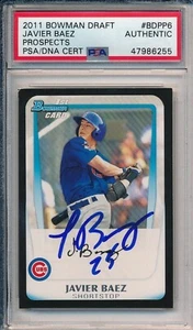 Javier Baez Chicago Cubs Auto Signed 2011 Bowman Draft Card #BDPP6 ~ PSA/DNA - Picture 1 of 7