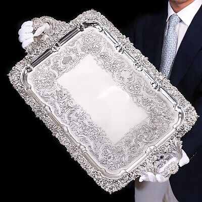 Antique Solid Silver Georgian Large Tray / Salver (70cm) William Marshall 1828 • 9,500£