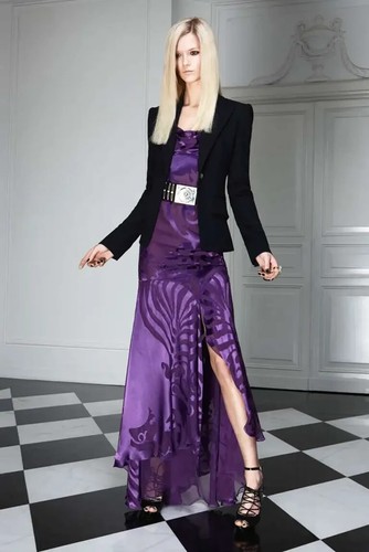 Abito vestito Pre Fall 2011 Look #5 Versace viola floreale 38 2