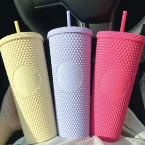 Starbucks Becherfarbe rosa matt Diamant verkrustet 24 Unzen Stroh kalte Tasse Geschenk - Bild 1 von 26