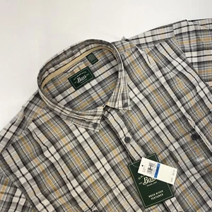 Bass Co. Rock River Textures Button Down Short Sleeve Men XL Gray Plaid NWT $50 - Picture 1 of 12