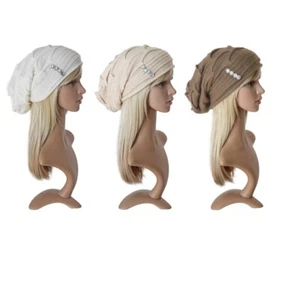 Gorro de Punto Long Beanie Estrás con Visera Otoño Invierno Esquí - Imagen 1 de 7