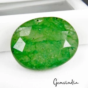Anillo Certificado 12.40 Cts Natural Colombiano Verde Esmeralda Corte Ovalado Tamaño Piedra Preciosa - Imagen 1 de 8