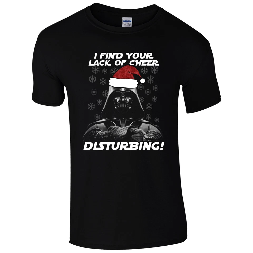 GILDAN I Find Your Lack Of Cheer Disturbing T-Shirt Darth Vader Santa Hat Christmas Top