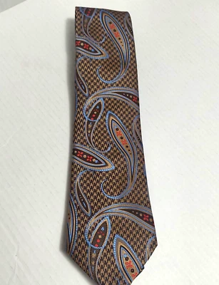 Verse 9 Mens Haute Couture Dress Tie Tan Paisley 100% Silk Made In Italy - Image 1 of 4