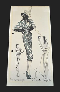 1930's PARISIAN FASHION ILLUSTRATION, HAND-COLORED & STUNNING FROM HAT TO SHOES - Picture 1 of 11
