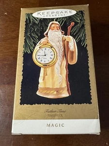 HALLMARK KEEPSAKE CHRISTMAS ORNAMENT FIGURINE FATHER TIME TIMEPIECE 1996 VINTAGE - Picture 1 of 6