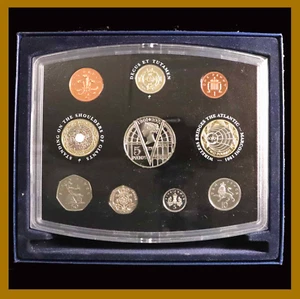 UK Great Britain 1 2 5 10 20 50 Penny Pence Pounds 10 Coins Set 2001 Comm. QEII - Picture 1 of 2