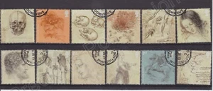 GB SG 4170-4181 USED STAMP SET 2019 LEONARDO DA VINCI INDIVIDUALS - Picture 1 of 1