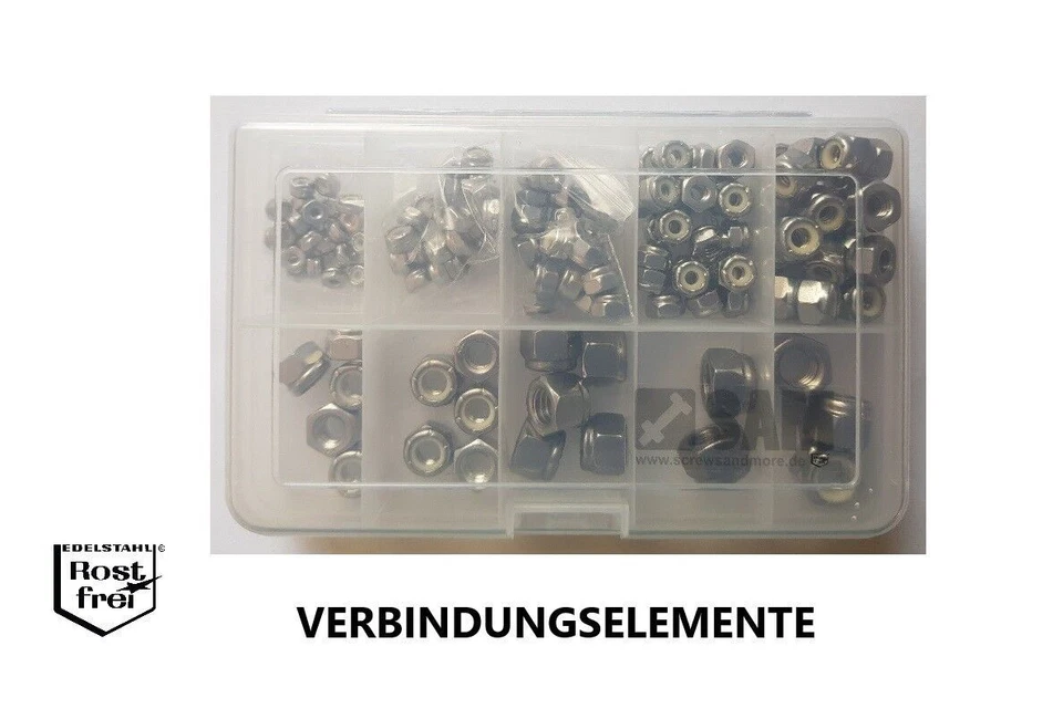 Sicherungsmuttern Sortiment/Set DIN 985 UNC Zollgewinde EDELSTAHL A2 145 Teile - Bild 1 von 1