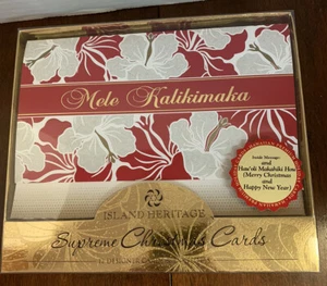 Hawaiian Christmas Cards Hawaii Mele Kalikimaka Hibiscus Holiday QTY- 12 NEW - Picture 1 of 4