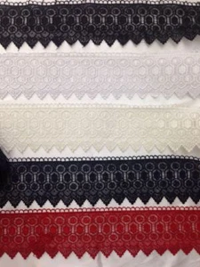 BEAUTIFUL GUIPURE LACE TRIM EDGING Black Navy White Ivory Red 3.5''inch 1yard AD - Picture 1 of 12