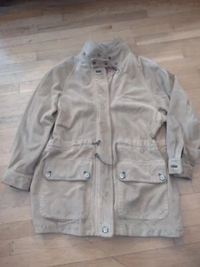 Vintage Timberland Brown Suede Leather Coat Heavy Jacket Logo Mens Large - Picture 1 of 11
