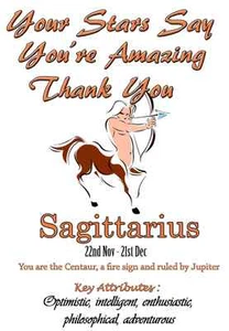 Biglietto Auguri Sagittario A5 Personalizzato GRAZIE Zodiaco, Oroscopo,Stelle 189 - Foto 1 di 1