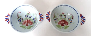 2 Vintage HB Henriot Quimper from France Blue Fleuri Royal, Double Handled Bowls - Picture 1 of 6