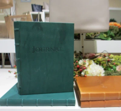 Journal 9" Leather Hardcover 224 Lined Pages Graphic Image List$140 GREEN - Image 1 of 4
