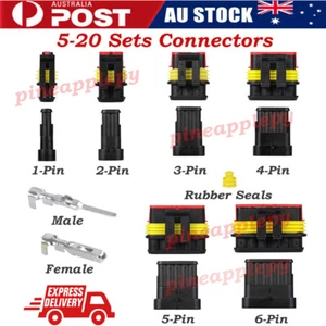 5-20 Sets 1/2/3/4/5/6 Pin Waterproof Automotive Electrical Wire Connectors Plug - Picture 1 of 32