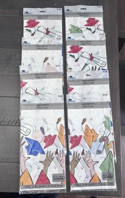 8 Pack Graduation Party Tablecloth Table Cover Plastic 54 x 84 New - Image 1 of 2