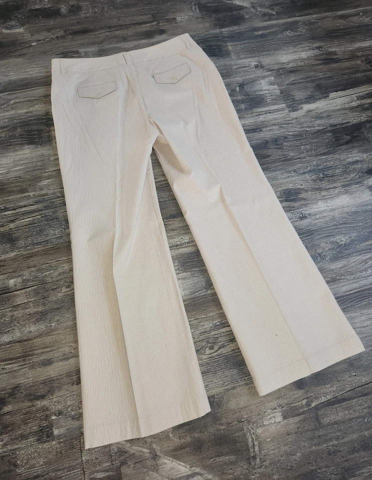 Женские внимание 16 широкие брюки бежевый легкий в полоску брюки    - Изображение 1 из 4