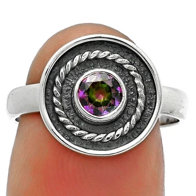 Anillo Topacio Místico Natural Plata de Ley 925 s.8 Joyería R-1439 Foto 1 de 4