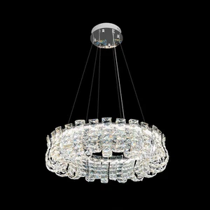 Chrome Crystal LED Round Chandelier Dimmable Modern Design - Picture 1 of 8