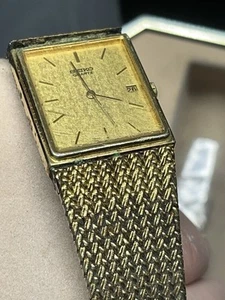 Vintage Seiko Men 2A32-5019 Gold Tone Tank Quartz Analog 24mm Watch Needs Batt. - Picture 1 of 8