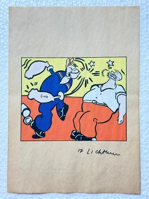 Roy Lichtenstein (Handmade) Drawing on antique paper Signed and Sealed. - Image 1 of 2