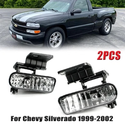 2PCS Clear Front Bumper Fog Lights Lamp For Chevy Silverado 1999-2002 10368477 - Image 1 of 4