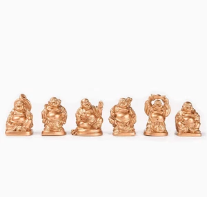BRABUD 1" Gold lachender Buddha Figuren Sammlung Geschenk Home Office Schreibtisch Deko - Bild 1 von 12