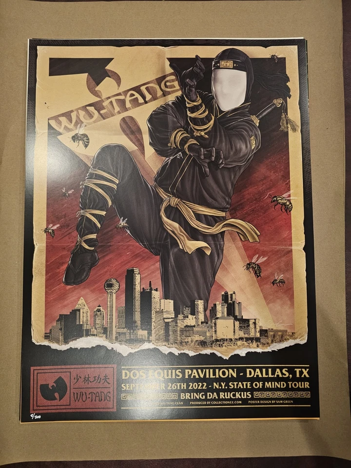 2022 WU TANG CLAN Sam Green DALLAS TX Poster - Image 1 of 1