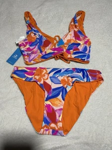 Cupshe Women's Low Rise Cutout Bikini Size Medium Floral NWT~ Not Padded - Picture 1 of 4