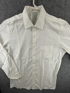 Camicia uomo Brooks Brothers 17 35 non ferro Milano cotone bianco tasca con bottoni - Foto 1 di 24