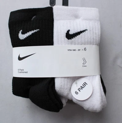 Nike Niños 4-7 Malla Cojín Ligero Crew Calcetines Paquete de 6 CN6 Tusk Talla 5-7 Nuevo con Etiquetas Foto 1 de 3